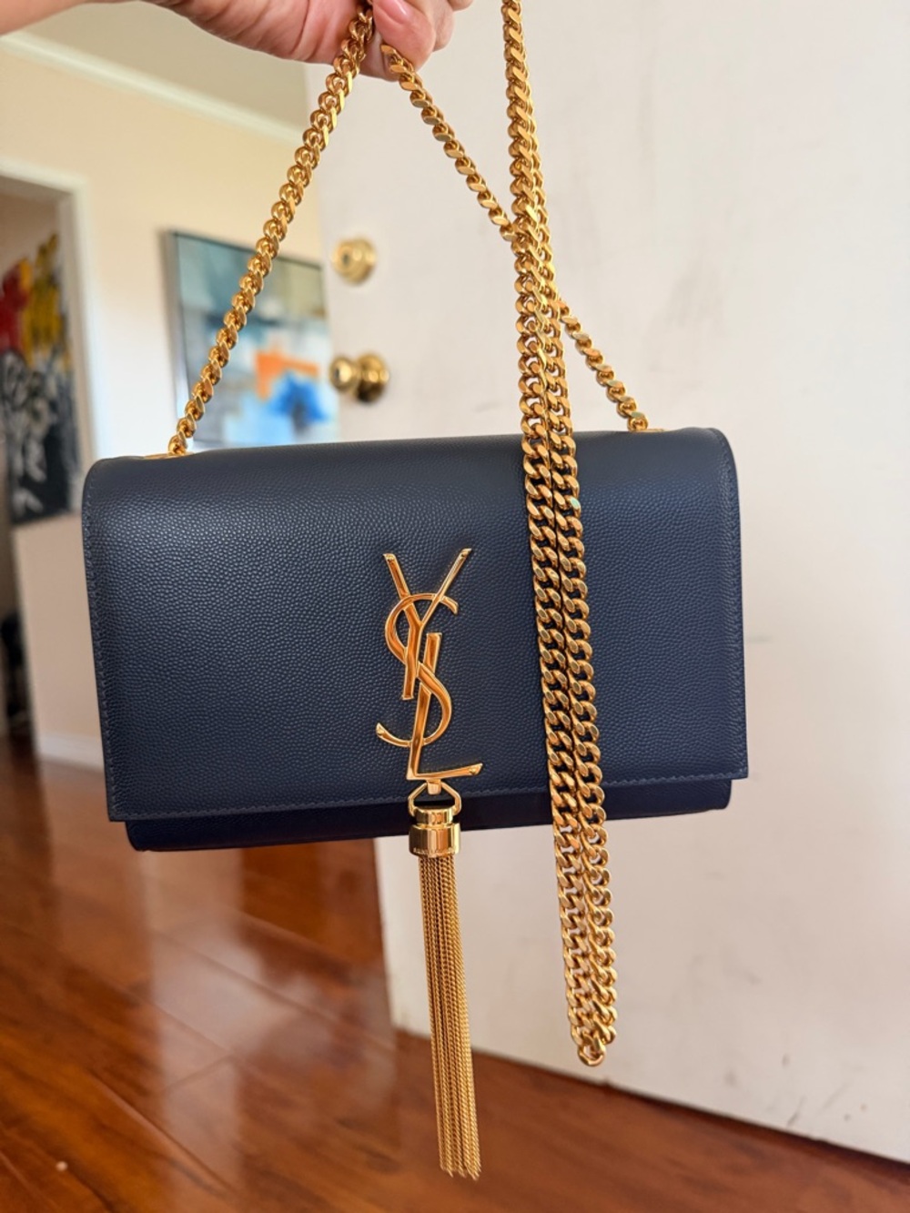 YSL Kate Tassel Small in this gorgeous Dark Charcoal Gray. Like new bag